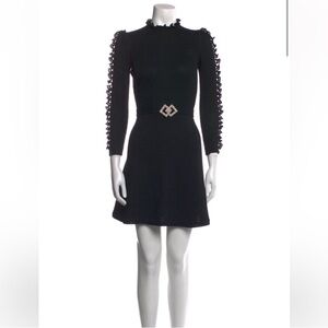 St. John Black Dress with Embellished Sleeves